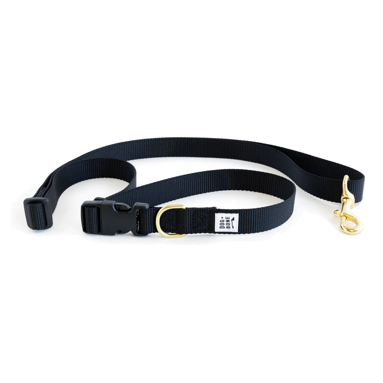 Dog+Bone Adjustable Leash 3-6ft, Hand Held/ Hands Free, Black