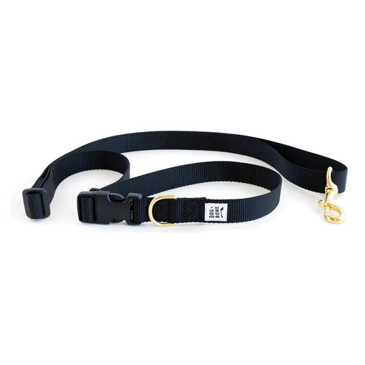 Dog+Bone Adjustable Leash 3-6ft, Hand Held/ Hands Free, Black