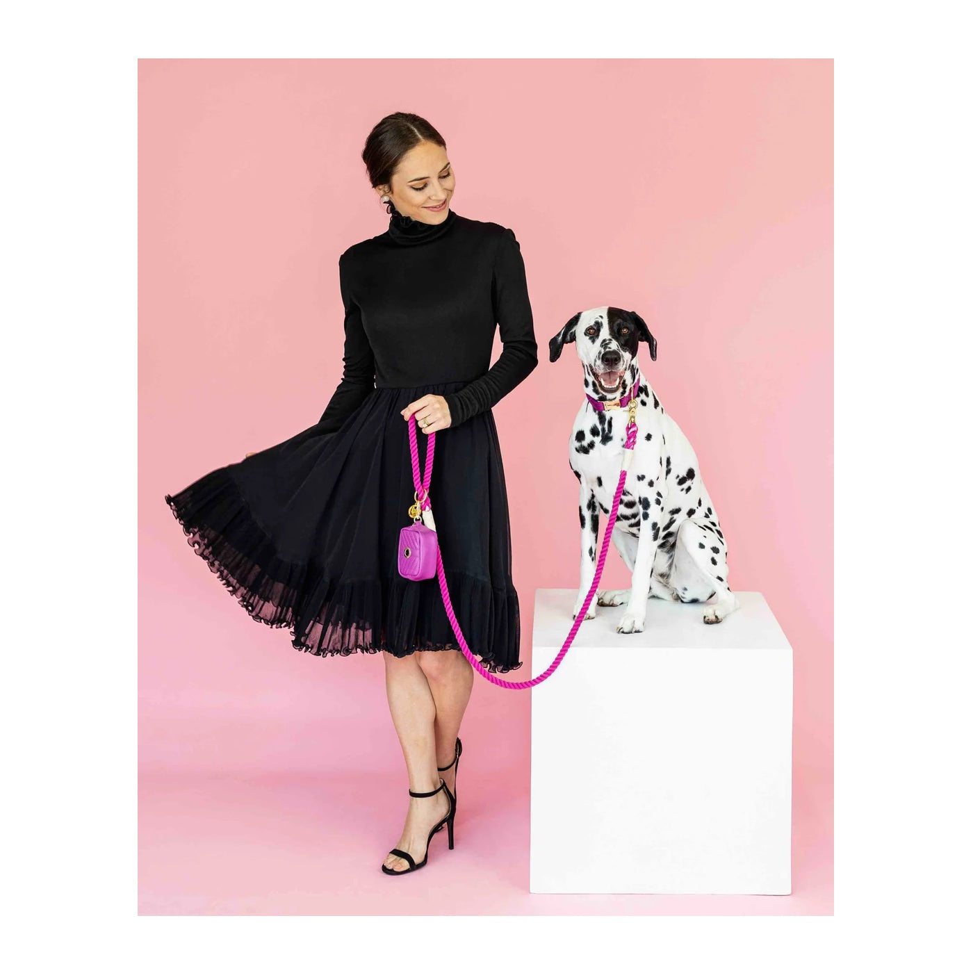 Pink Papyrus Cotton Rope Bree Bright Pink Dog Leash