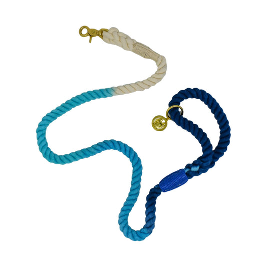 Pink Papyrus Cotton Rope Kennedy Blue Ombre Dog Leash